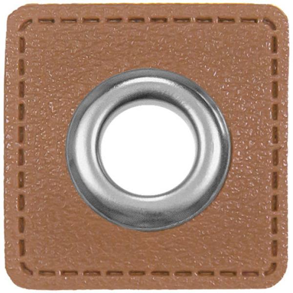 Ösen-Patches Mittelbraun Breite 32 mm ,Höhe 32 mm , Ø 10 mm